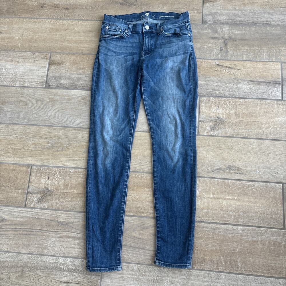 7 For All Mankind Gwenevere Jeans Womens 27 Blue Skinny‎ Mid Rise Stretch Denim